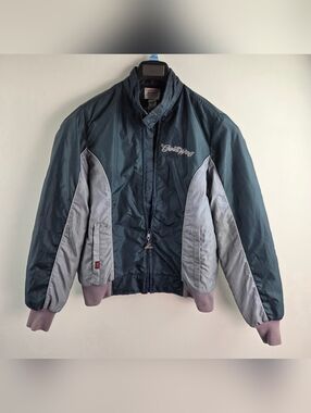 Vintage Honda Gold Wing Motorcycle Jacket Womens Large Gray Full Zip Nylon 80s